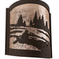 Meyda Lighting Canoe At Lake 10" Oil Rubbed Bronze Left Wall Sconce With Silver Mica Shade Glass