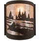 Meyda Lighting Canoe At Lake 10" Oil Rubbed Bronze Left Wall Sconce With Silver Mica Shade Glass