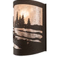 Meyda Lighting Canoe At Lake 10" Oil Rubbed Bronze Left Wall Sconce With Silver Mica Shade Glass