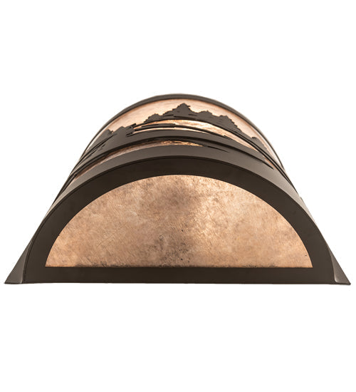 Meyda Lighting Canoe At Lake 10" Oil Rubbed Bronze Left Wall Sconce With Silver Mica Shade Glass