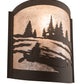 Meyda Lighting Canoe At Lake 10" Oil Rubbed Bronze Left Wall Sconce With Silver Mica Shade Glass