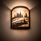 Meyda Lighting Canoe At Lake 10" Oil Rubbed Bronze Right Wall Sconce With Silver Mica Shade Glass