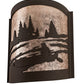Meyda Lighting Canoe At Lake 10" Oil Rubbed Bronze Right Wall Sconce With Silver Mica Shade Glass