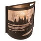 Meyda Lighting Canoe At Lake 10" Oil Rubbed Bronze Right Wall Sconce With Silver Mica Shade Glass