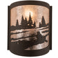 Meyda Lighting Canoe At Lake 10" Oil Rubbed Bronze Right Wall Sconce With Silver Mica Shade Glass