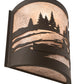 Meyda Lighting Canoe At Lake 10" Oil Rubbed Bronze Right Wall Sconce With Silver Mica Shade Glass