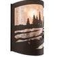 Meyda Lighting Canoe At Lake 10" Oil Rubbed Bronze Right Wall Sconce With Silver Mica Shade Glass