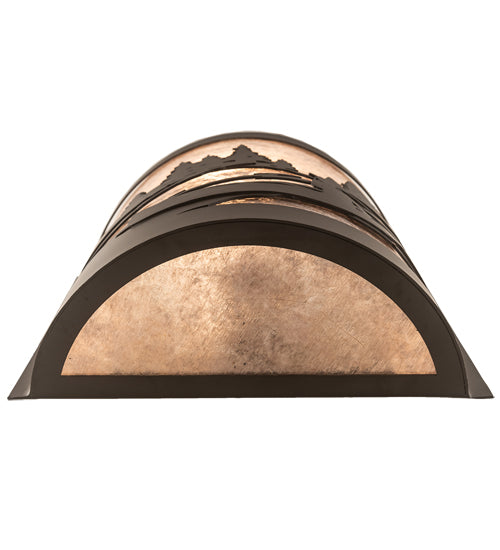 Meyda Lighting Canoe At Lake 10" Oil Rubbed Bronze Right Wall Sconce With Silver Mica Shade Glass