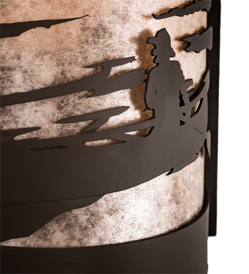 Meyda Lighting Canoe At Lake 10" Oil Rubbed Bronze Right Wall Sconce With Silver Mica Shade Glass
