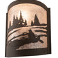 Meyda Lighting Canoe At Lake 10" Oil Rubbed Bronze Right Wall Sconce With Silver Mica Shade Glass