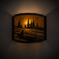 Meyda Lighting Canoe At Lake 12" Timeless Bronze Wall Sconce With Amber Mica Shade Glass