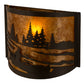 Meyda Lighting Canoe At Lake 12" Timeless Bronze Wall Sconce With Amber Mica Shade Glass