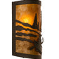 Meyda Lighting Canoe At Lake 12" Timeless Bronze Wall Sconce With Amber Mica Shade Glass