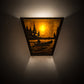 Meyda Lighting Canoe At Lake 13" 2-Light Antique Copper Wall Sconce With Amber Mica Shade Glass