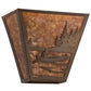 Meyda Lighting Canoe At Lake 13" 2-Light Antique Copper Wall Sconce With Amber Mica Shade Glass