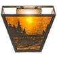 Meyda Lighting Canoe At Lake 13" 2-Light Antique Copper Wall Sconce With Amber Mica Shade Glass
