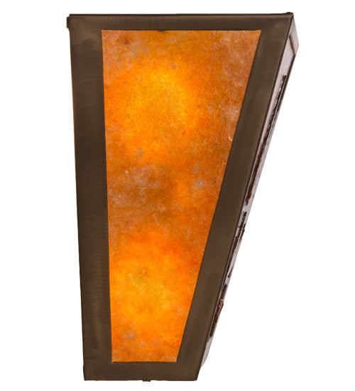 Meyda Lighting Canoe At Lake 13" 2-Light Antique Copper Wall Sconce With Amber Mica Shade Glass