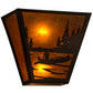 Meyda Lighting Canoe At Lake 13" 2-Light Antique Copper Wall Sconce With Amber Mica Shade Glass