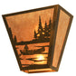 Meyda Lighting Canoe At Lake 13" 2-Light Antique Copper Wall Sconce With Silver Mica Shade Glass