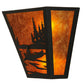 Meyda Lighting Canoe At Lake 13" 2-Light Textured Black Wall Sconce With Amber Mica Shade Glass