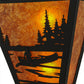 Meyda Lighting Canoe At Lake 13" 2-Light Textured Black Wall Sconce With Amber Mica Shade Glass