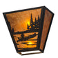 Meyda Lighting Canoe At Lake 13" 2-Light Textured Black Wall Sconce With Amber Mica Shade Glass