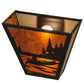 Meyda Lighting Canoe At Lake 13" 2-Light Textured Black Wall Sconce With Amber Mica Shade Glass