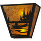 Meyda Lighting Canoe At Lake 13" 2-Light Textured Black Wall Sconce With Amber Mica Shade Glass