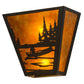 Meyda Lighting Canoe At Lake 13" 2-Light Timeless Bronze Wall Sconce With Amber Mica Shade Glass