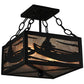 Meyda Lighting Canoe At Lake 14" 2-Light Textured Black Semi-flush Mount Ceiling Light With Silver Mica Shade Glass