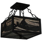 Meyda Lighting Canoe At Lake 14" 2-Light Textured Black Semi-flush Mount Ceiling Light With Silver Mica Shade Glass