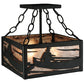 Meyda Lighting Canoe At Lake 14" 2-Light Textured Black Semi-flush Mount Ceiling Light With Silver Mica Shade Glass