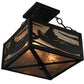 Meyda Lighting Canoe At Lake 14" 2-Light Textured Black Semi-flush Mount Ceiling Light With Silver Mica Shade Glass