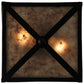 Meyda Lighting Canoe At Lake 14" 2-Light Textured Black Semi-flush Mount Ceiling Light With Silver Mica Shade Glass