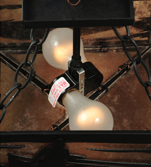 Meyda Lighting Canoe At Lake 14" 2-Light Textured Black Semi-flush Mount Ceiling Light With Silver Mica Shade Glass