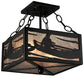 Meyda Lighting Canoe At Lake 14" 2-Light Textured Black Semi-flush Mount Ceiling Light With Silver Mica Shade Glass