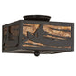 Meyda Lighting Canoe At Lake 15" 2-Light Timeless Bronze Flush Mount Light With Amber Mica Shade Glass