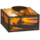Meyda Lighting Canoe At Lake 15" 2-Light Timeless Bronze Flush Mount Light With Amber Mica Shade Glass