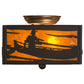 Meyda Lighting Canoe At Lake 15" 2-Light Timeless Bronze Flush Mount Light With Amber Mica Shade Glass