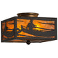 Meyda Lighting Canoe At Lake 15" 2-Light Timeless Bronze Flush Mount Light With Amber Mica Shade Glass