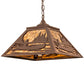 Meyda Lighting Canoe At Lake 16"Sq 2-Light Cafe Noir Pendant Light With Amber Mica Shade Glass