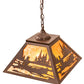 Meyda Lighting Canoe At Lake 16"Sq 2-Light Cafe Noir Pendant Light With Amber Mica Shade Glass