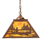 Meyda Lighting Canoe At Lake 16"Sq 2-Light Cafe Noir Pendant Light With Amber Mica Shade Glass