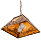 Meyda Lighting Canoe At Lake 16"Sq 2-Light Cafe Noir Pendant Light With Amber Mica Shade Glass