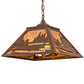 Meyda Lighting Canoe At Lake 16"Sq 2-Light Cafe Noir Pendant Light With Amber Mica Shade Glass