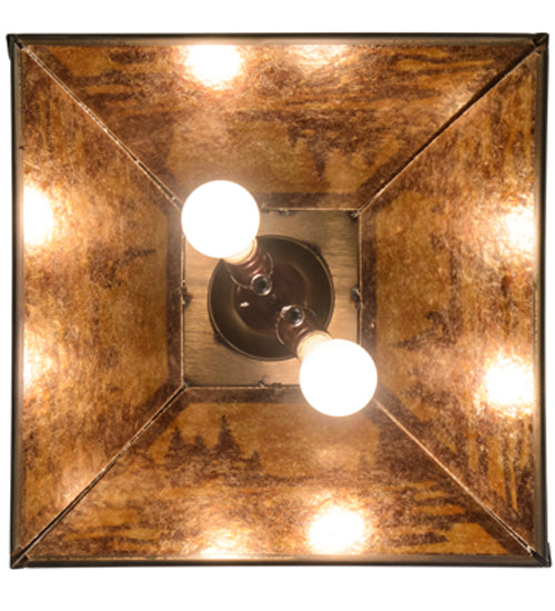 Meyda Lighting Canoe At Lake 22" 2-Light Antique Copper Pendant Light With Amber Mica Shade Glass