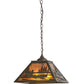 Meyda Lighting Canoe At Lake 22" 2-Light Antique Copper Pendant Light With Amber Mica Shade Glass
