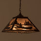Meyda Lighting Canoe At Lake 22" 2-Light Antique Copper Pendant Light With Silver Mica Shade Glass