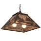 Meyda Lighting Canoe At Lake 22" 2-Light Antique Copper Pendant Light With Silver Mica Shade Glass
