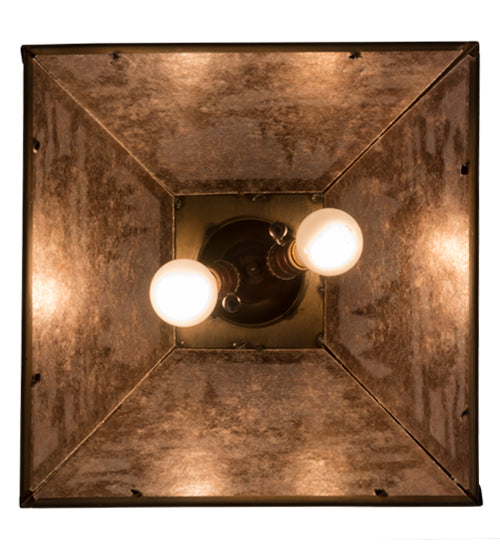 Meyda Lighting Canoe At Lake 22" 2-Light Antique Copper Pendant Light With Silver Mica Shade Glass